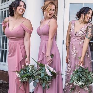 First girl David’s bridal blush bridesmaid dress